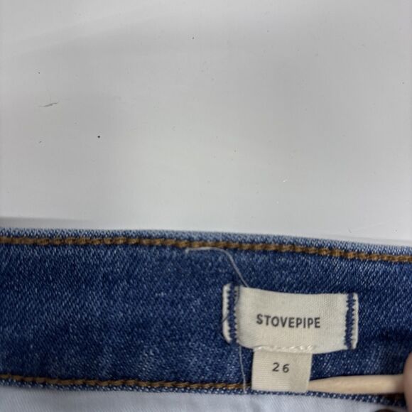 Madewell Stovepipe Jeans Size 26 Blue Straight Leg Stretch Denim High Rise NF121 - Picture 6 of 12